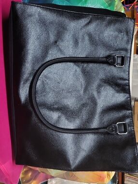 Black Leather Tote Bag - Classic Women's Handbag